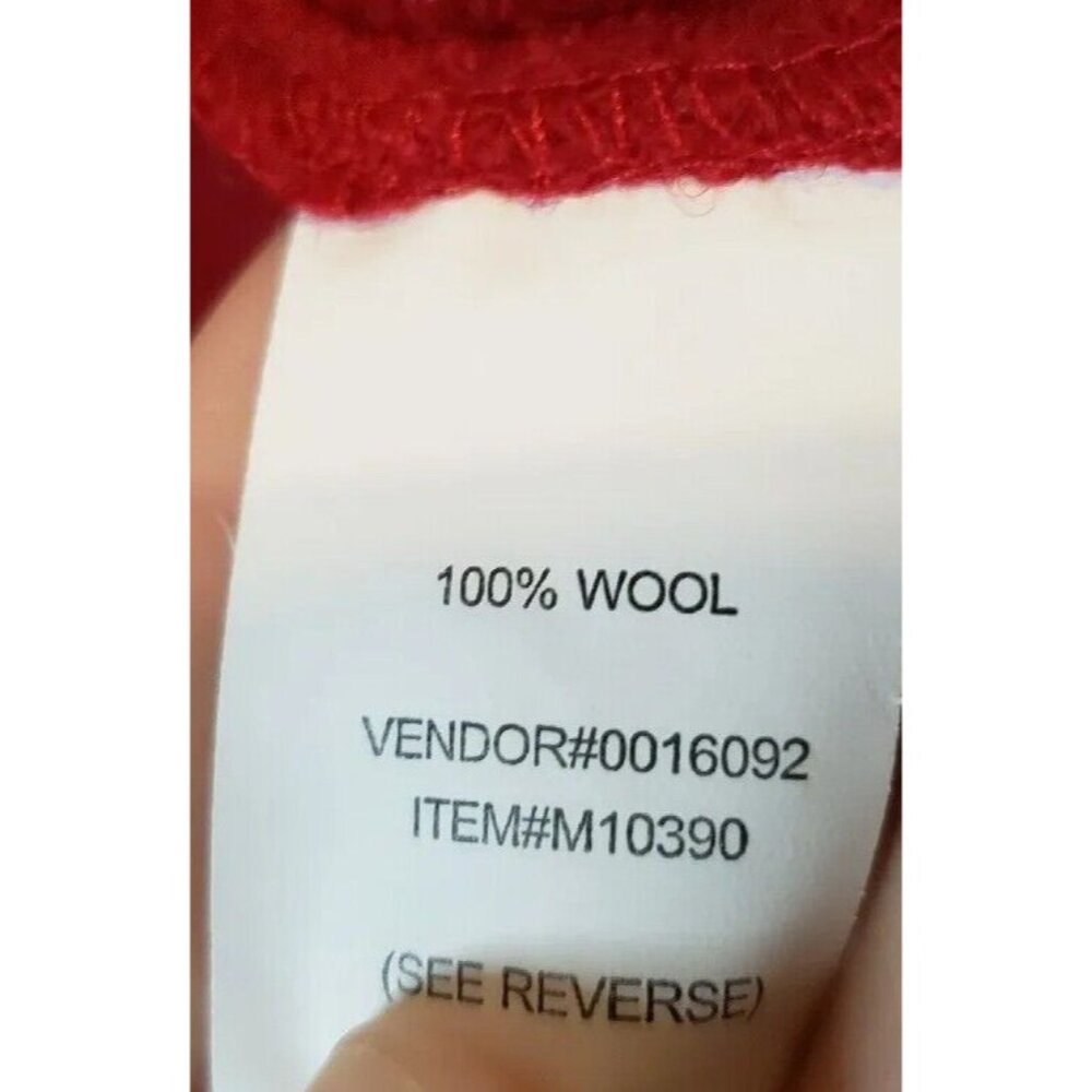 Monterey Bay Women L Sweater Clasp Front Red Ruffle 100% Boiled Wool Long Sleeve - Picture 7 of 7